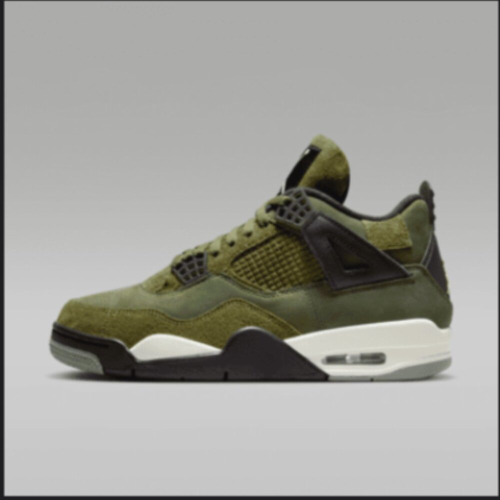 Nike Air Jordan 4 Retro SE Craft, Mens Size 12, Black & Olive Suede - Brand New